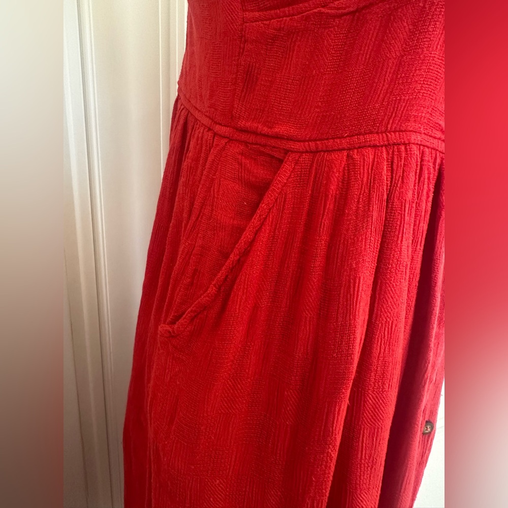 Superdry Red Jayde Front Tie Up Criss Cross Back Midi Dress (Size 6) - Picture 7 of 13